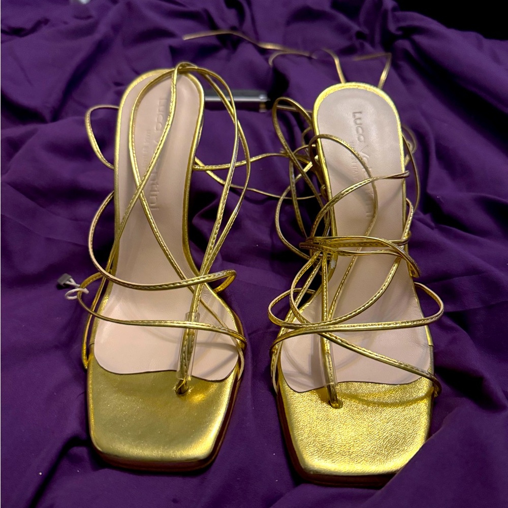 Luco Valentini gold strappy heels 38
